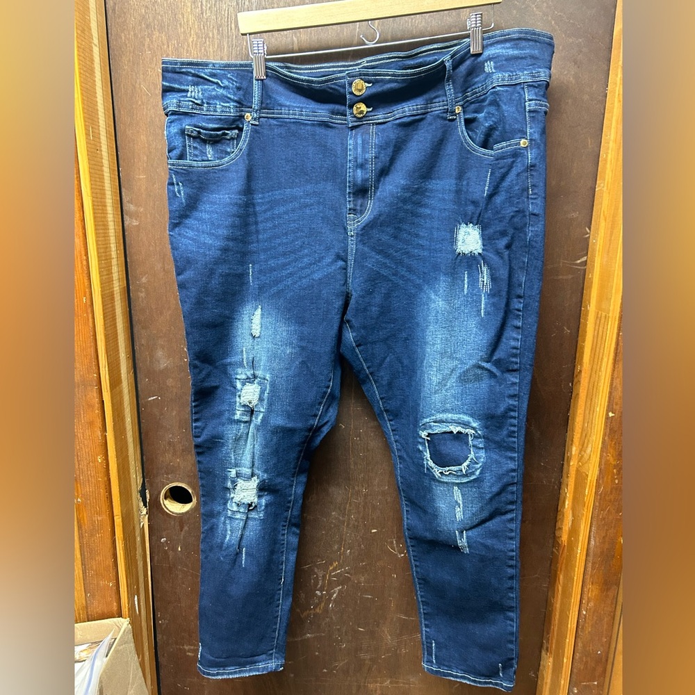 Chic Denim Women’s High Rise Skinny Distressed Blue Jeans